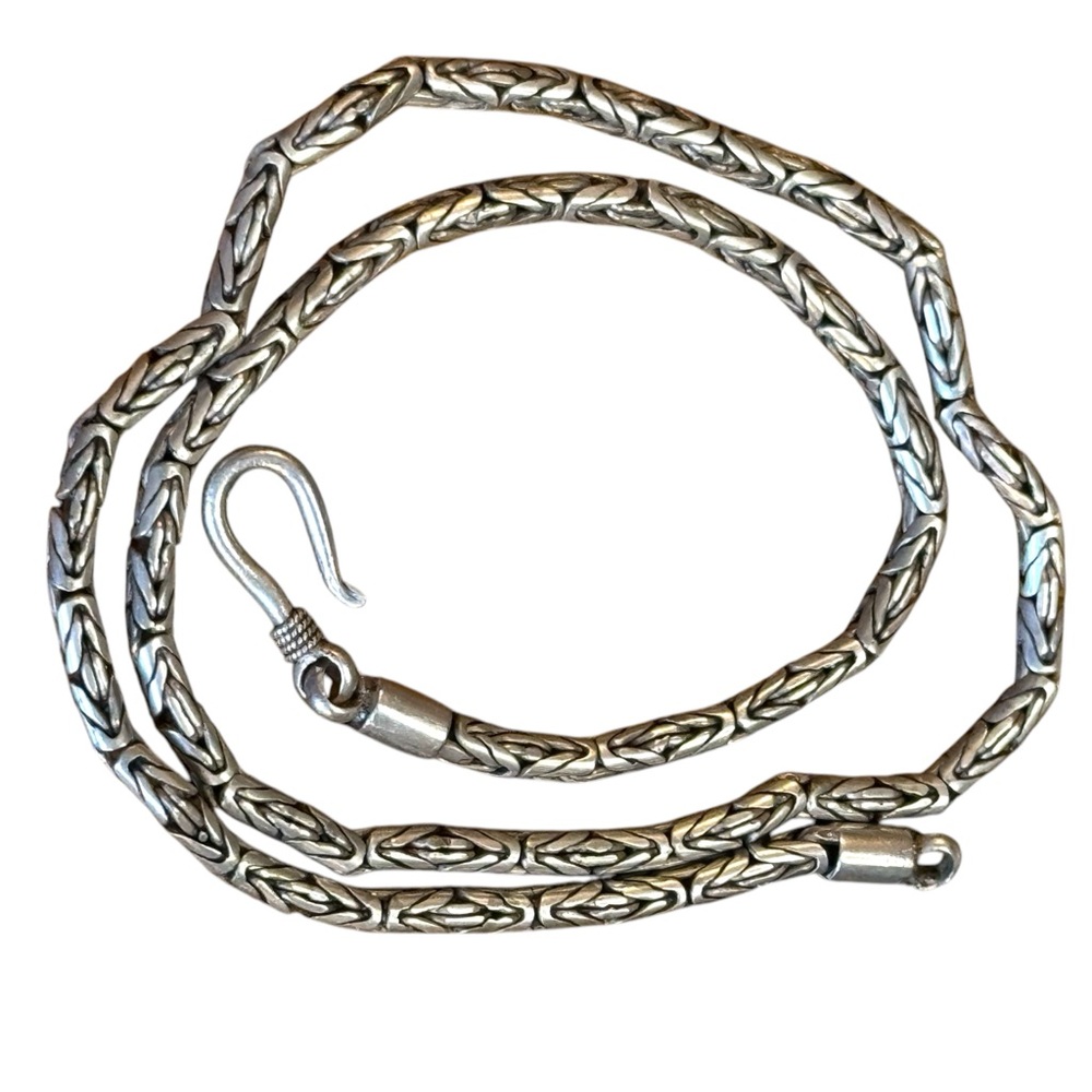 Vintage Sterling Silver 925 Bali Balenisian Byzantine Braided Chain Necklace